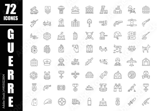 Planche pictogramme icones symboles armes et guerres