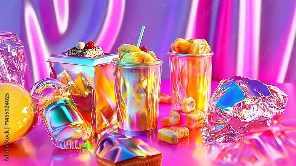Vibrant and Colorful Food Presentation with Playful Textures and Shapes Vibrant and Colorful Food Presentation with Playful Textures and Shapes