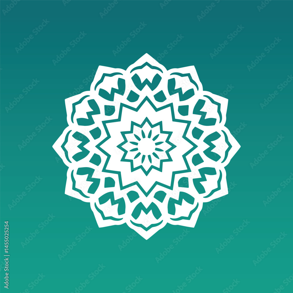 Mandala Design Art, Islamic Geometric Floral Mandala boho Ornament Pattern Design, Traditional Decoration Illustration Silhouette Vector.