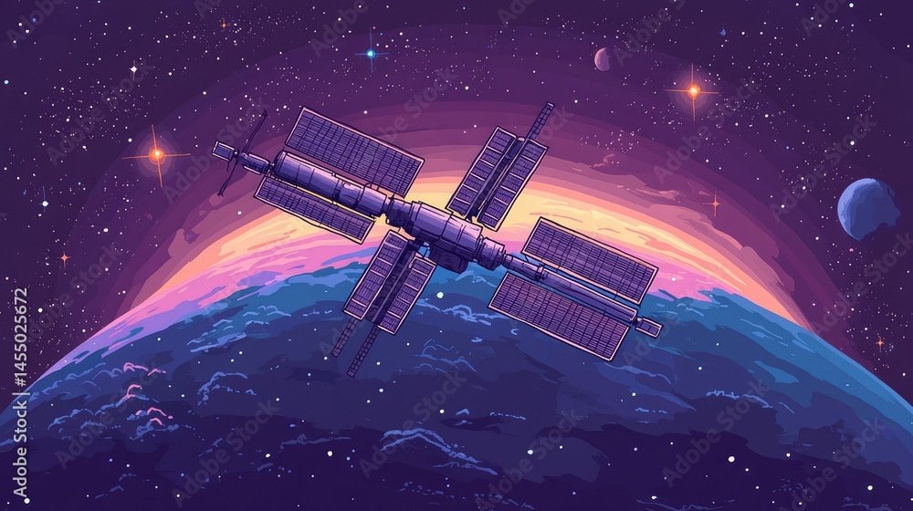 Obraz premium Space station orbiting Earth (1)