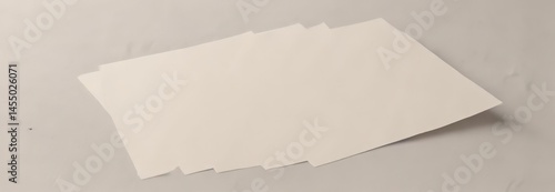 Cream-colored card stock scattered, close-up, slightly overlapping, white surface, unorganized, disorder, image
