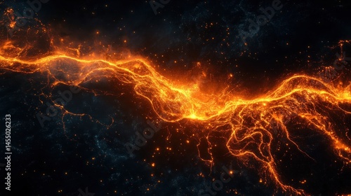 Wallpaper Mural Fiery energy stream, cosmic background, abstract art, science fiction Torontodigital.ca