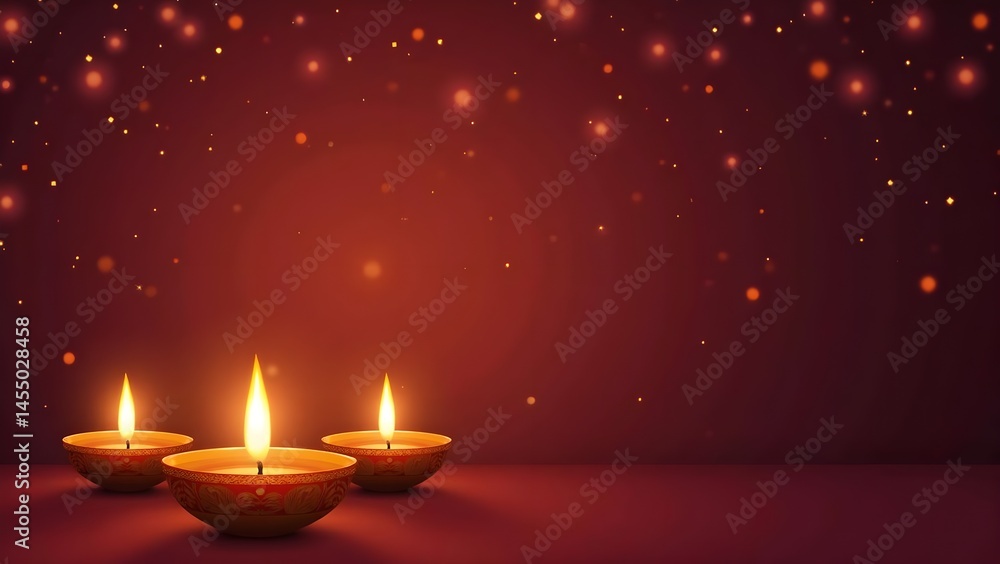 Diwali Festival Banner with Glowing Lamps and Ample Text Area