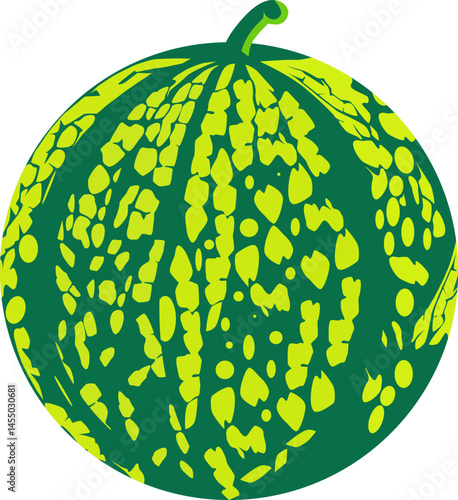 Vector illustration of ripe green-yellow watermelon. Isolated on transparent background.