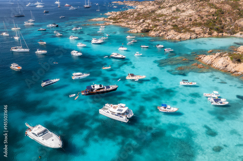 Aerial view of luxury yacht...