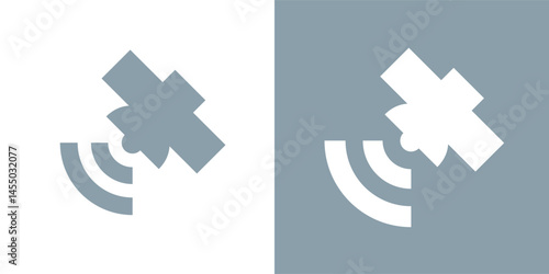 The satellite (sputnik) icon. A symbol of the signal, space and technology. An attribute of communication and data transmission. An artificial satellite of the Earth. A space aircraft.