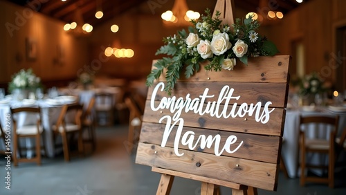 Obraz na płótnie Rustic Barn Wedding Congratulations Sign with Copy Space for Names w salonie
