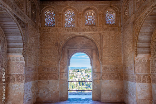 Interiors of Nasrid palace in Alhambra, Granada, Spain
