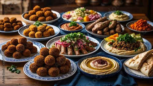 Delicious appetizing different food on a plate, Israeli national food