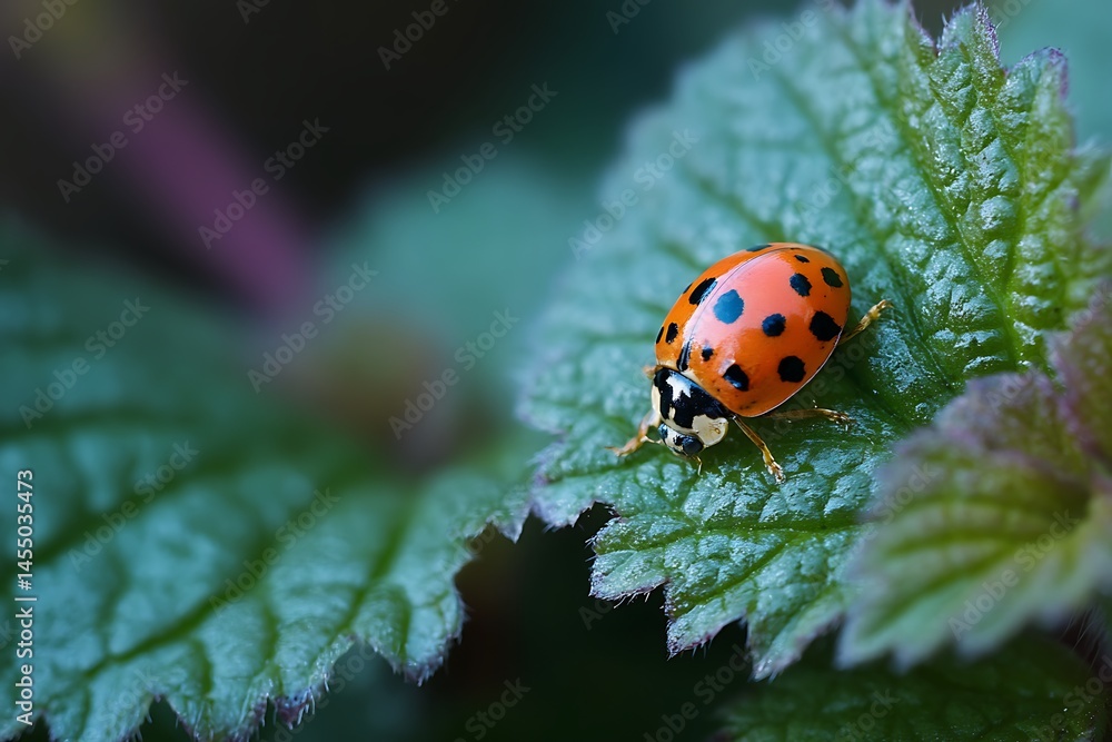 Fototapeta premium Detailed macro shot of ladybug in nature