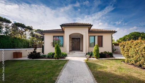 modern italian villa with lush garden luxury home exterior