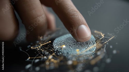Obraz na płótnie A biometic scanner capturing a fingerprint representing advanced authentication ods as part of modern data protection strategies. w salonie