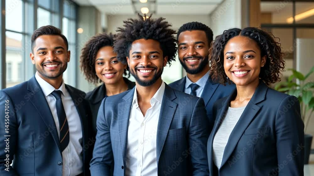 Diverse group of professionals smiling confidently in business attire Diverse group of professionals smiling confidently in business attire