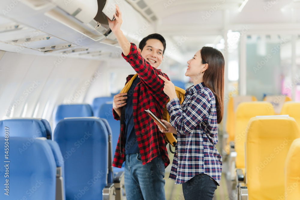 Couple Traveling by Airplane