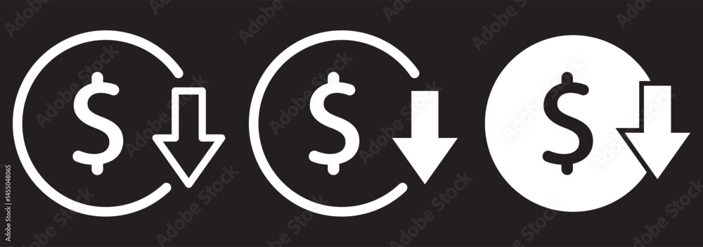 Obraz premium cost reduce icon vector set. cost reduce sign icon for computer, web and mobile apps.
