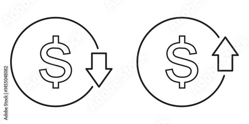 cost reduce icon vector set. cost reduce sign icon for computer, web and mobile apps.
