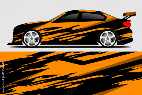 Sporty car design with dynamic stripes on display