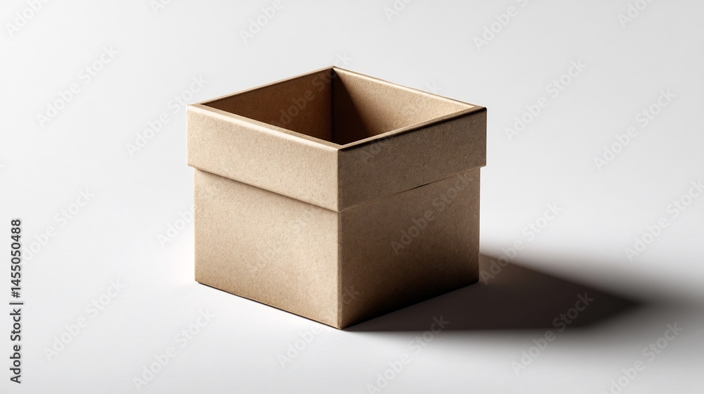 Minimalist presentation of an open kraft box, showcasing clean design Minimalist presentation of an open kraft box, showcasing clean design