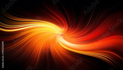 Wallpaper Mural orange yellow and red abstract speed and twirl wave on black background Torontodigital.ca