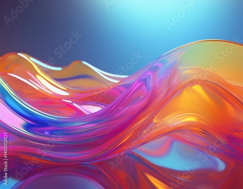 flowing gradient transparent multilayer glass background 3d rendering
