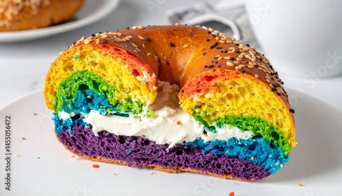Rainbow Bagel with Cream Cheese Vibrant Colors & Delicious Taste