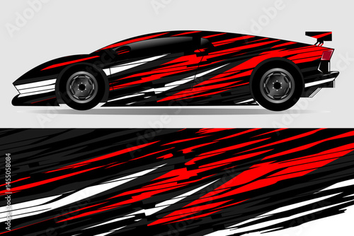 Dynamic racing car design with striking color patterns