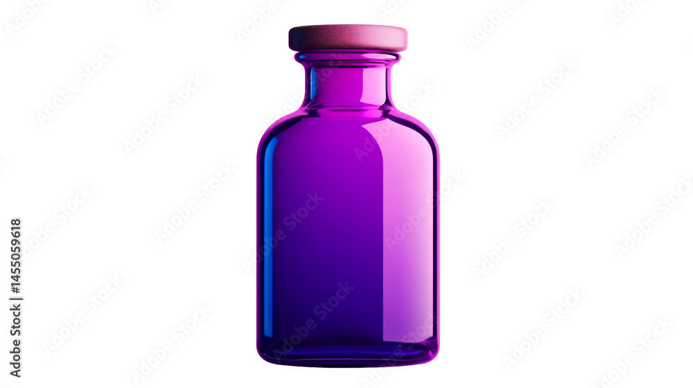 Elegant purple glass bottle with wooden lid, isolated object, cut out transparent Elegant purple glass bottle with wooden lid, isolated object, cut out transparent