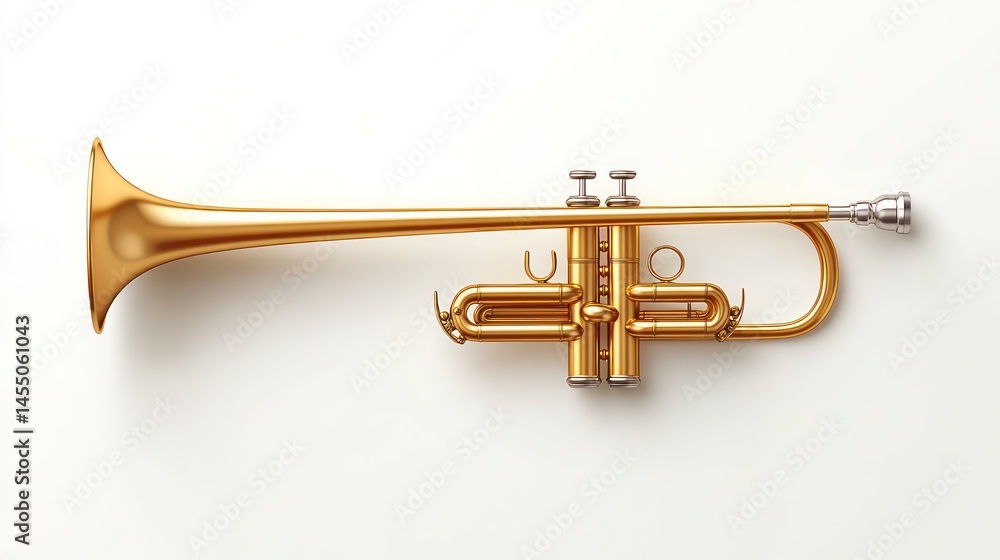 Obraz premium Golden Trumpet Instrument Isolated on White Background for Music and Performance Themes