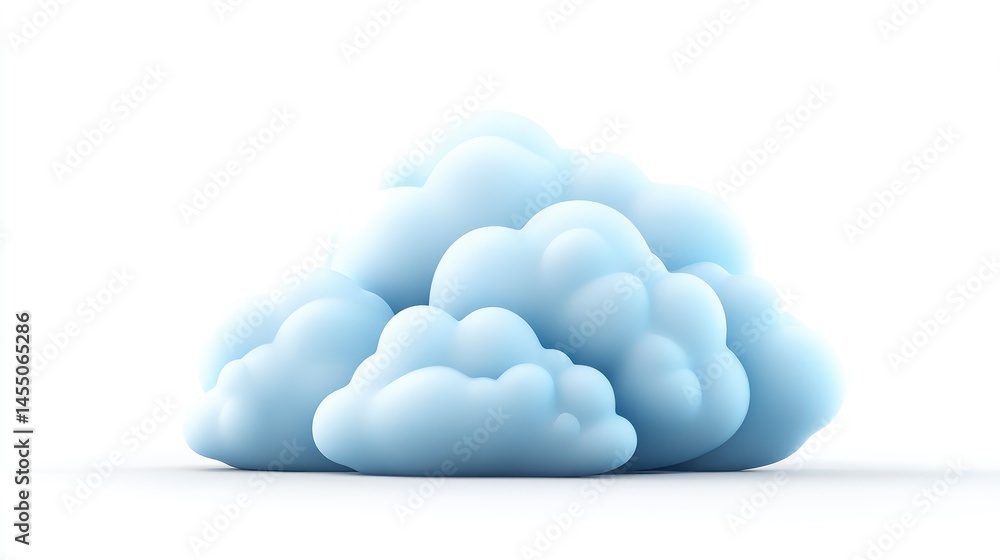 3D Rendered Blue Clouds on White Background for Design and Creative Projects 3D Rendered Blue Clouds on White Background for Design and Creative Projects