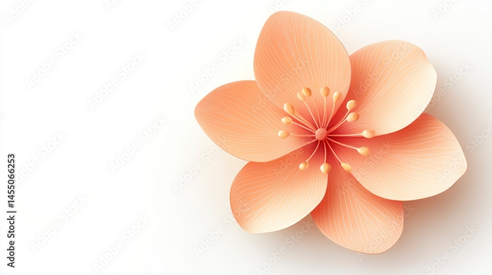 Fototapeta premium Elegant PeachColored Flower with Intricate Petals and Stamen Ideal for Nature Floral Design