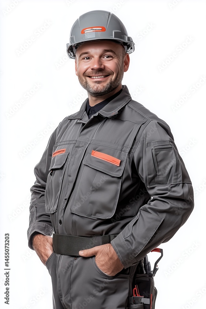 Fototapeta premium Experience worker technician in white background