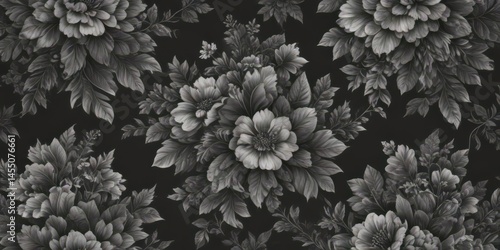 Wallpaper Mural Delicate charcoal floral wallpaper with a seamless repeat pattern , charcoal, refined Torontodigital.ca