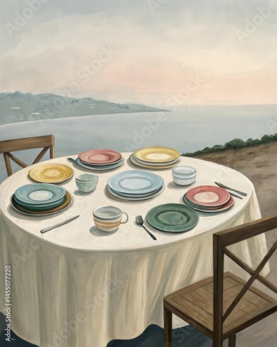 A table set with mismatched dinnerware symbolizing the uniqueness of individual perceptions and how they can coexist despite apparent chaos.