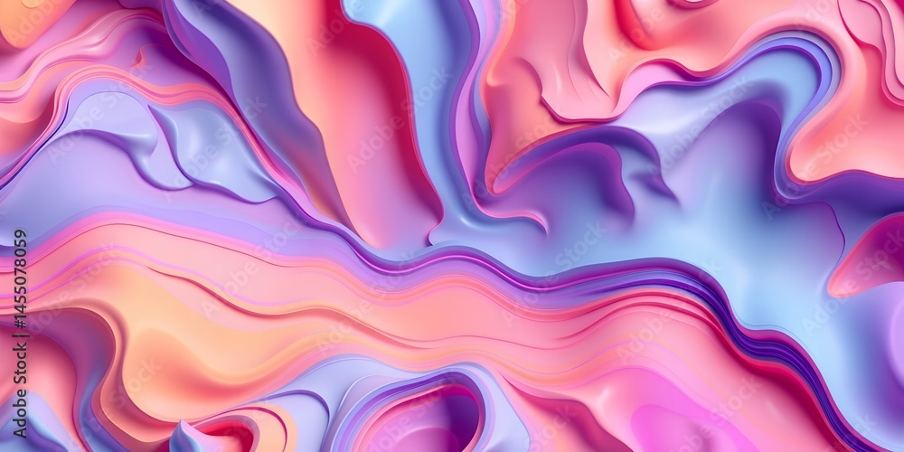 Fototapeta premium Abstract pastel waves flowing smoothly with shades of pink purple and light blue colors art
