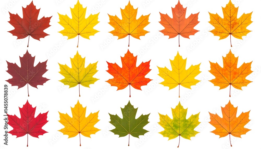 Fototapeta premium Autumn Maple Leaves: A Collection of Fall Foliage