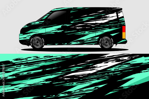 Stylish van graphic design with dynamic patterns