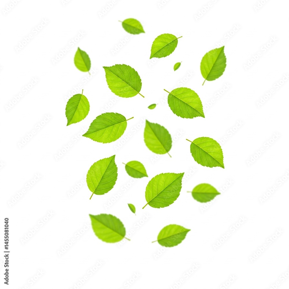 Fototapeta premium green leaves on white background