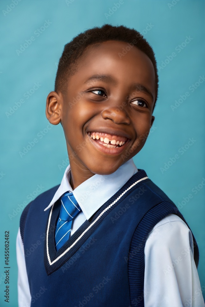 Portrait of a smiling schoolboy against a blue background. Portrait of a smiling schoolboy against a blue background.
