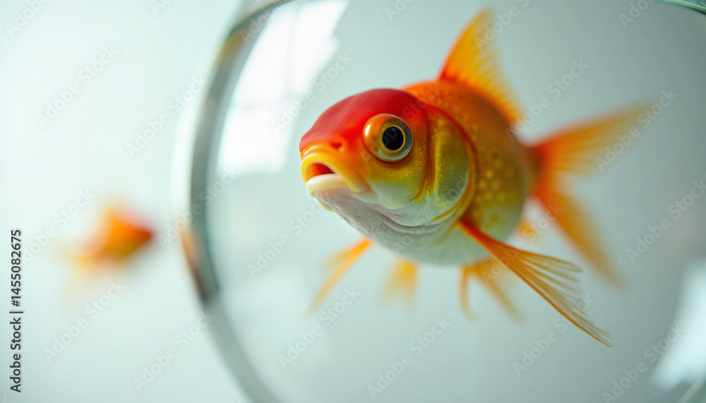 Goldfish swimming in a bowl against a blurred background, Fish in bowl, National Pet Day
