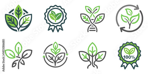 Organic Symbols - Organic Certification Icons for Natural Product Websites, Eco-Friendly Branding, Health Food Blogs, Environmental Materials and Sustainable Business Presentations