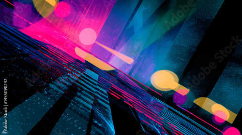 Abstract, vibrant hacker inspired futuristic desktop
