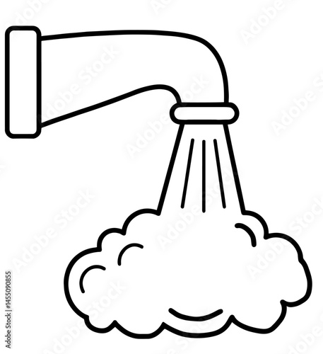 industrial pipe or nozzle emitting steam or gas cloud. ventilation, pressure release, exhaust, heating system, factory emissions, or chemical process, engineering, environmental, or industrial context