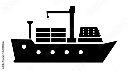 Cargo Ship with Crane and Containers – Maritime Transport, Global Shipping, Freight Logistics, Import Export, International Trade 