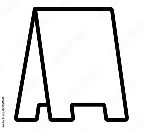 standing information sign or display board, shaped like an A-frame sandwich board. public notifications, warnings, advertisements, directions, temporary signage, retail, safety, events, customer infor