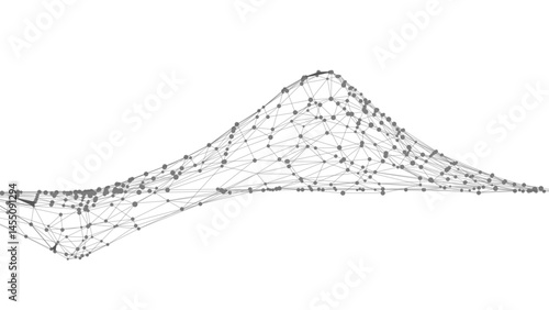 Dots connected by lines. Abstract wave. Minimalist mesh. Abstract polygonal shape.