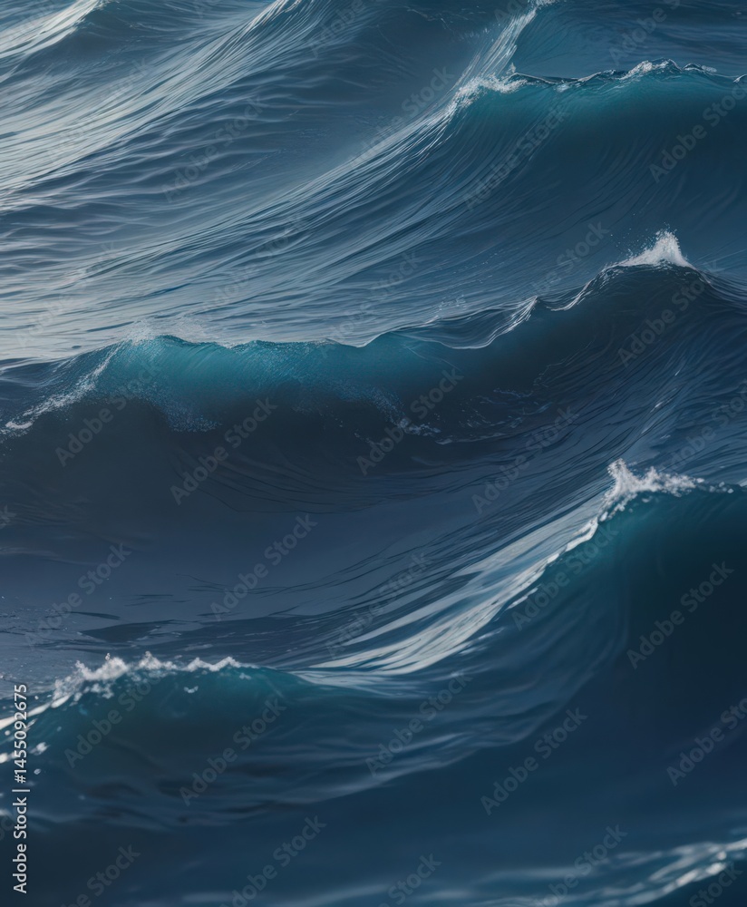 Fototapeta premium Deep blue water wave, calming texture Abstract, soothing pattern for design , marine, sea