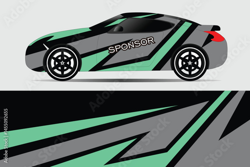 Stylish race car design with dynamic graphics displayed