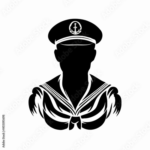 Sailor silhouette in uniform against a plain background  