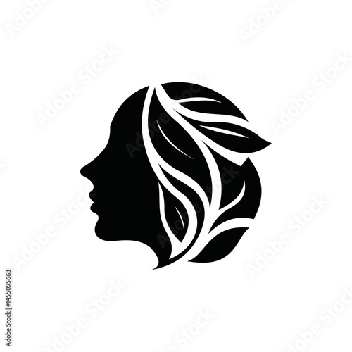 silhouette logo of a graceful, charming, beautiful woman's face