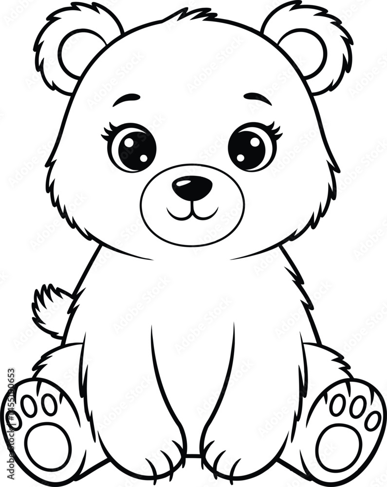 Obraz premium Cute Bear black and white Vector